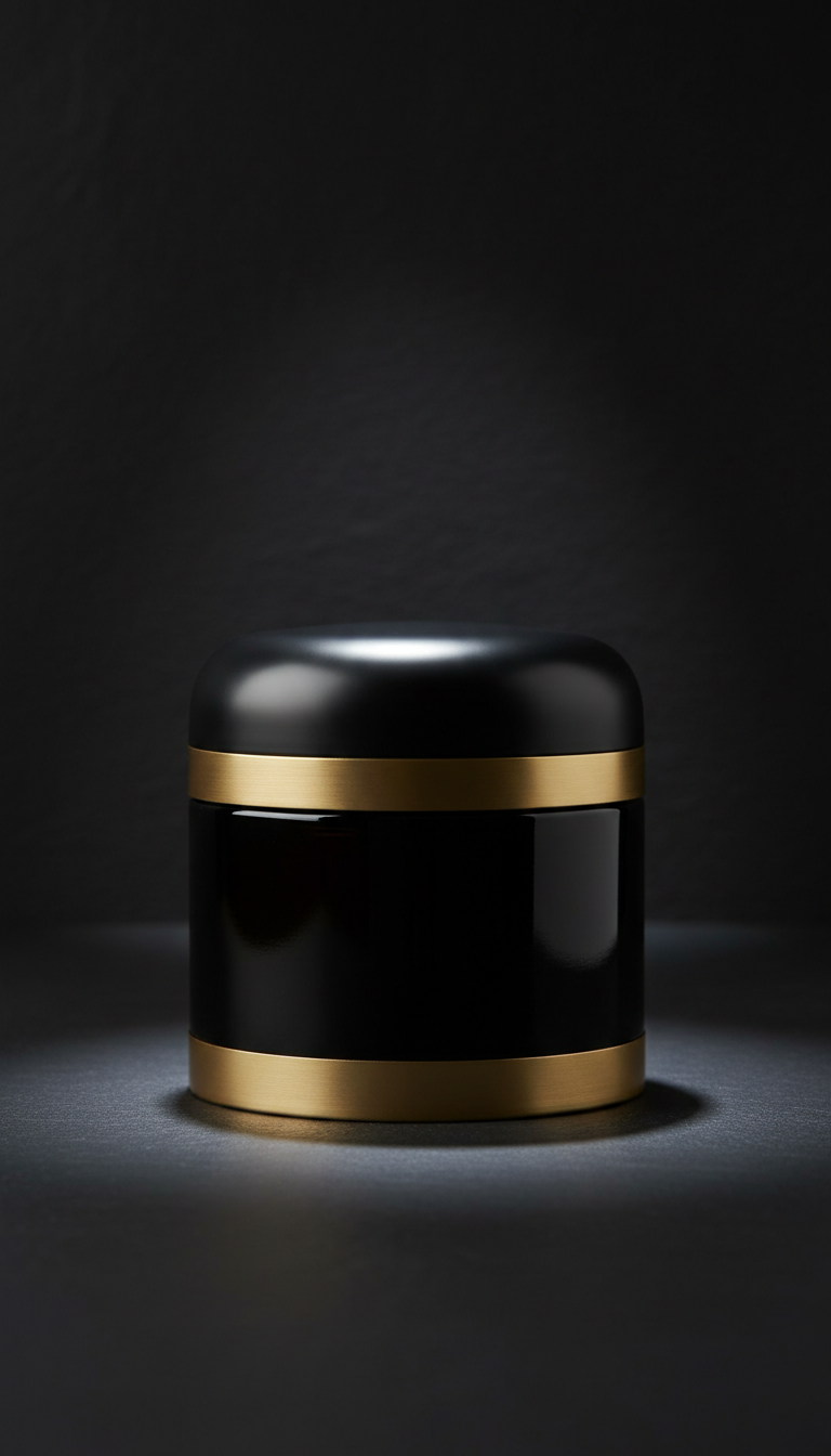 Shaving cream in ebony glass jar